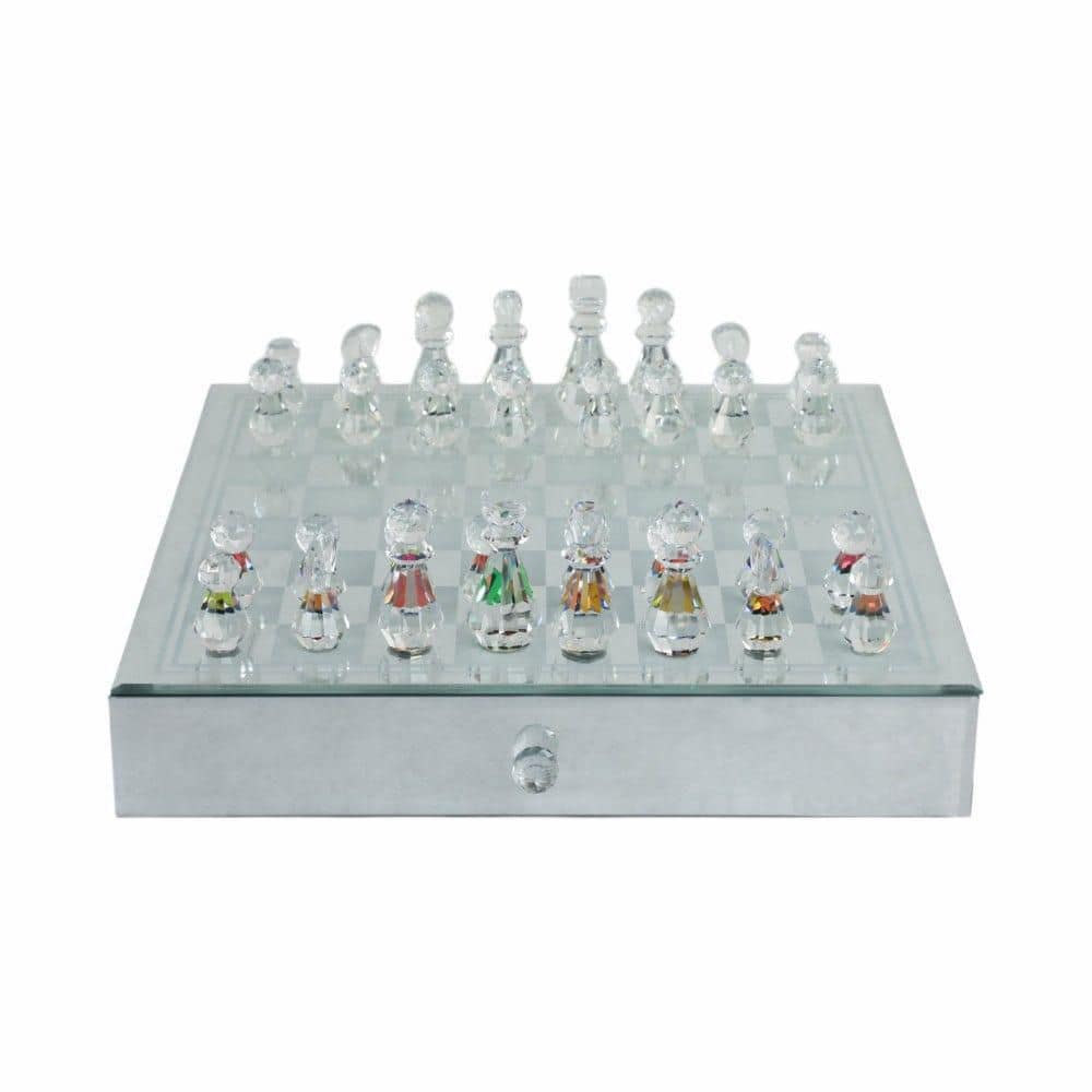 Sagebrook Home Crystal / Mirrored Chess Set  silver