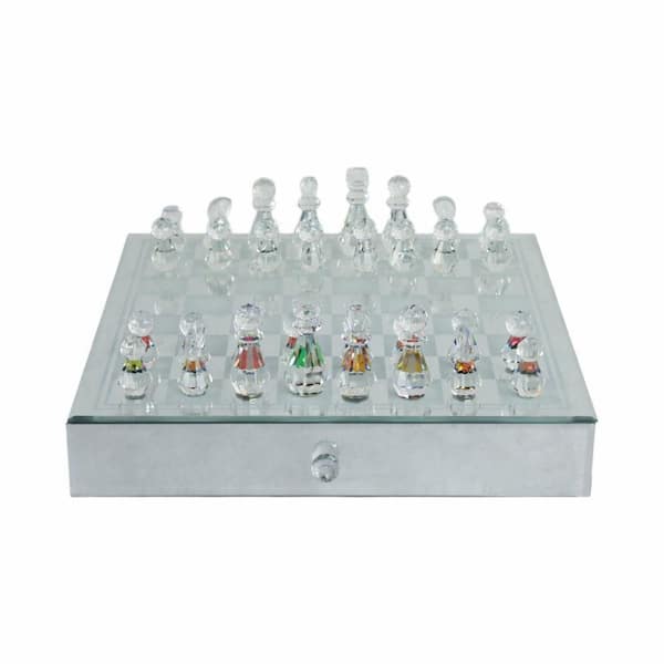 Silver Glam Glass Chess Set