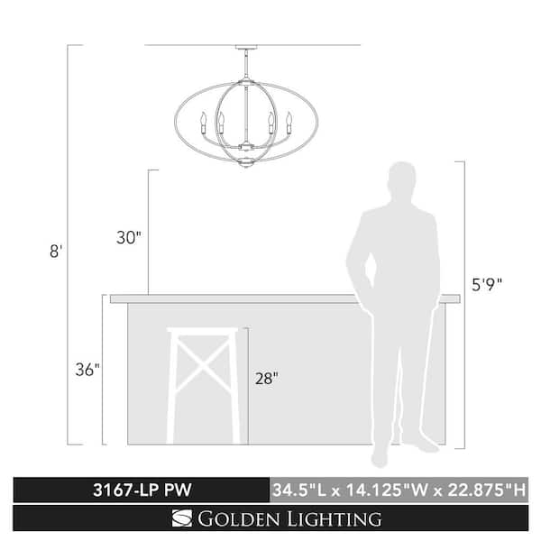 Matte Black Golden Lighting 3167-LP BLK Colson Linear Pendant 