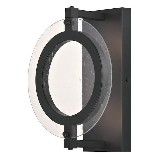 Westinghouse Maddox Medium 1-Light Matte Black LED Outdoor Wall Mount Lantern with Clear Seeded Glass