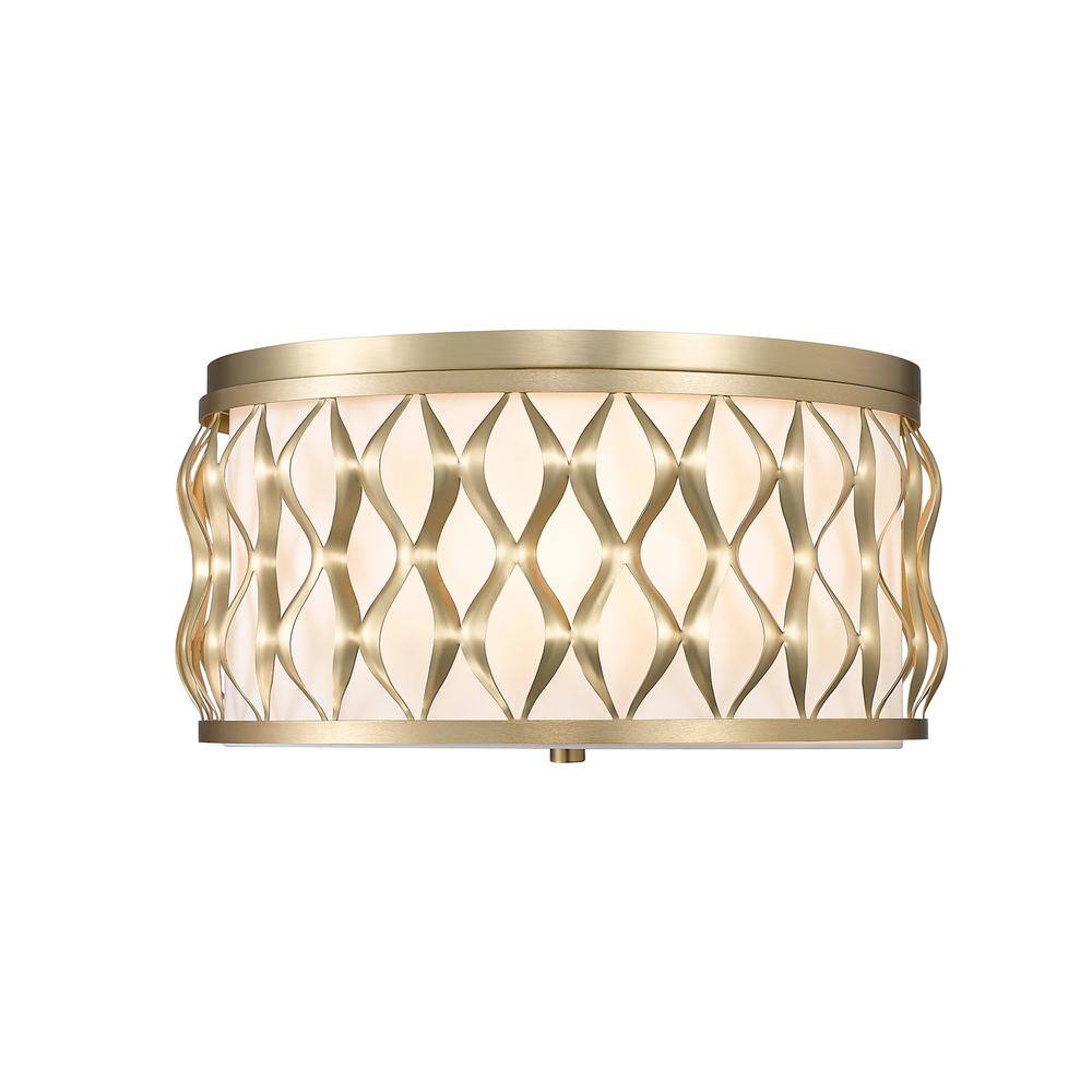 Harden 16.25 In. Modern Gold Integrated LED Flush Mount with White Fabric S