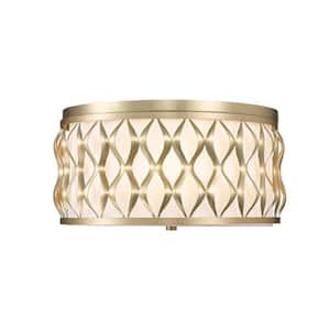Harden 16.25 In. Modern Gold Integrated LED Flush Mount with White Fabric Shade 1-Pack