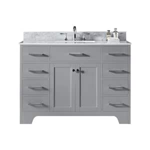 Clariette 48 in. W x 22 in. D x 34.21 in. H Bath Vanity in Taupe Grey with Marble Vanity Top in White with White Basin