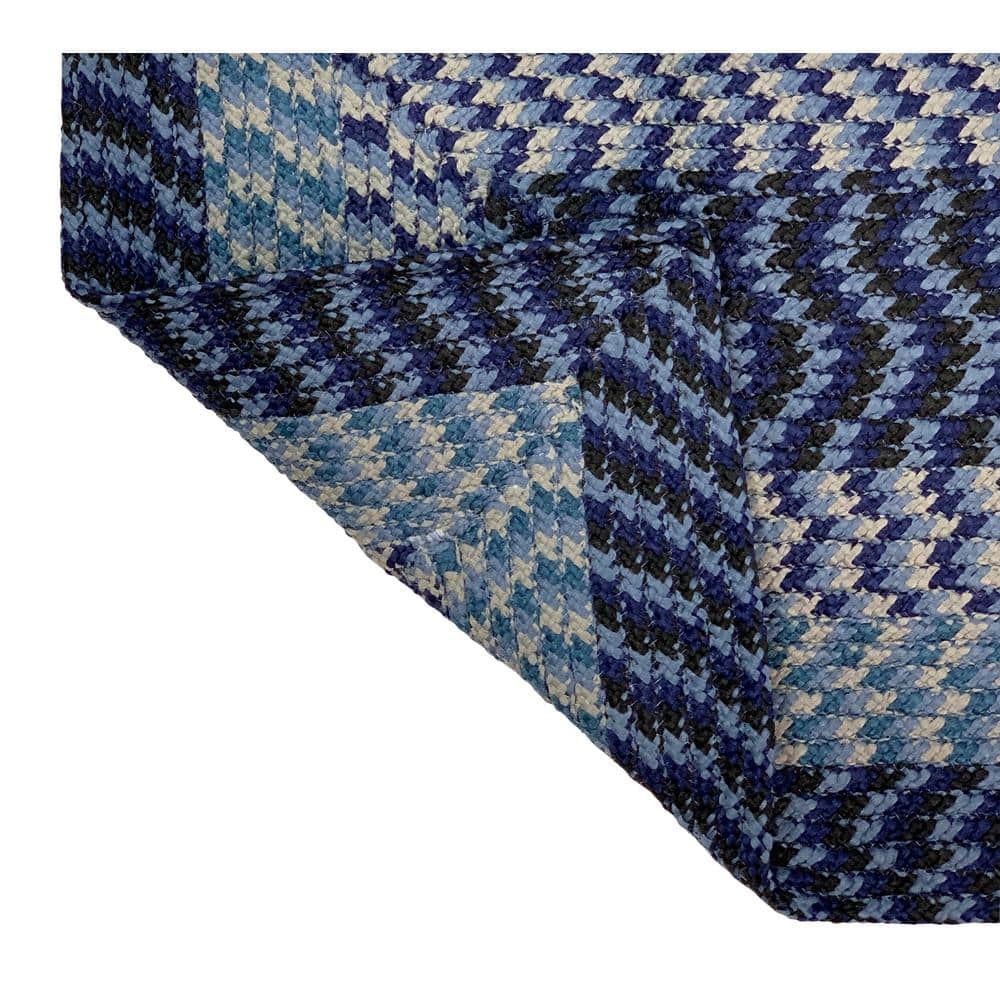 Navy Stripe Braided Reversible Polypropylene L-Shape Area Rug