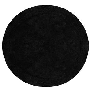 Waterford Collection 30 in. x 30 in. Black Cotton Round Bath Rug