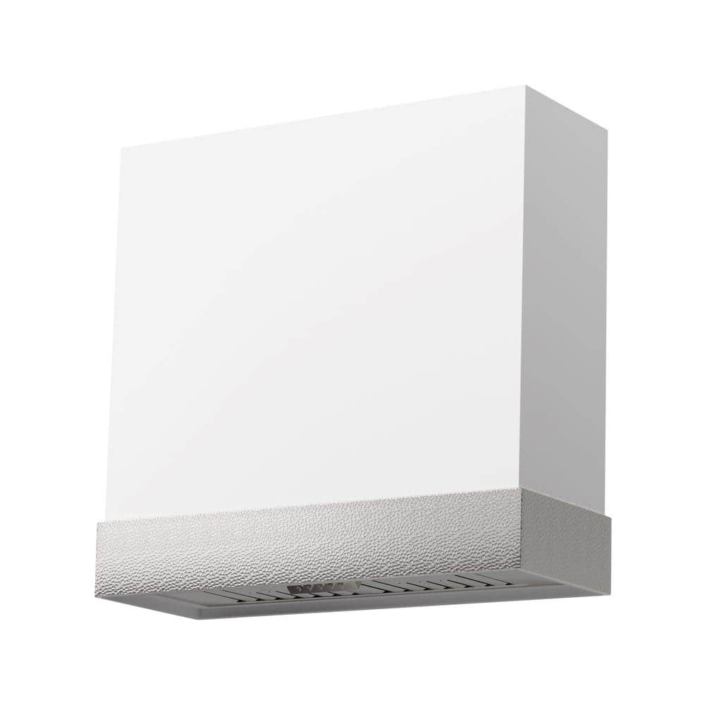 Akicon 30 in. Stainless Steel Ducted Wall Mount Range Hood with Powerful 600 CFM Vent Motor, 3-Speed, in White with Nickel