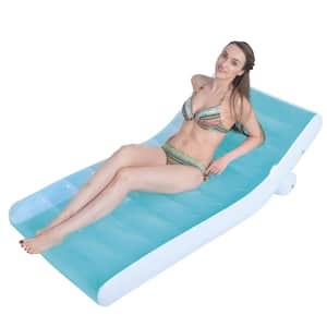 33.5 in. W Blue and White Inflatable Pool Lounger Float