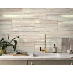 Sand Gray 12 in. x 24 in. Polished Marble Subway Wall and Floor Tile (10 sq. ft./Case)