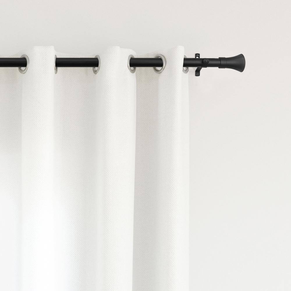 Adjustable Black Steel Curtain Rod with Decorative Finials, 48-86 inches