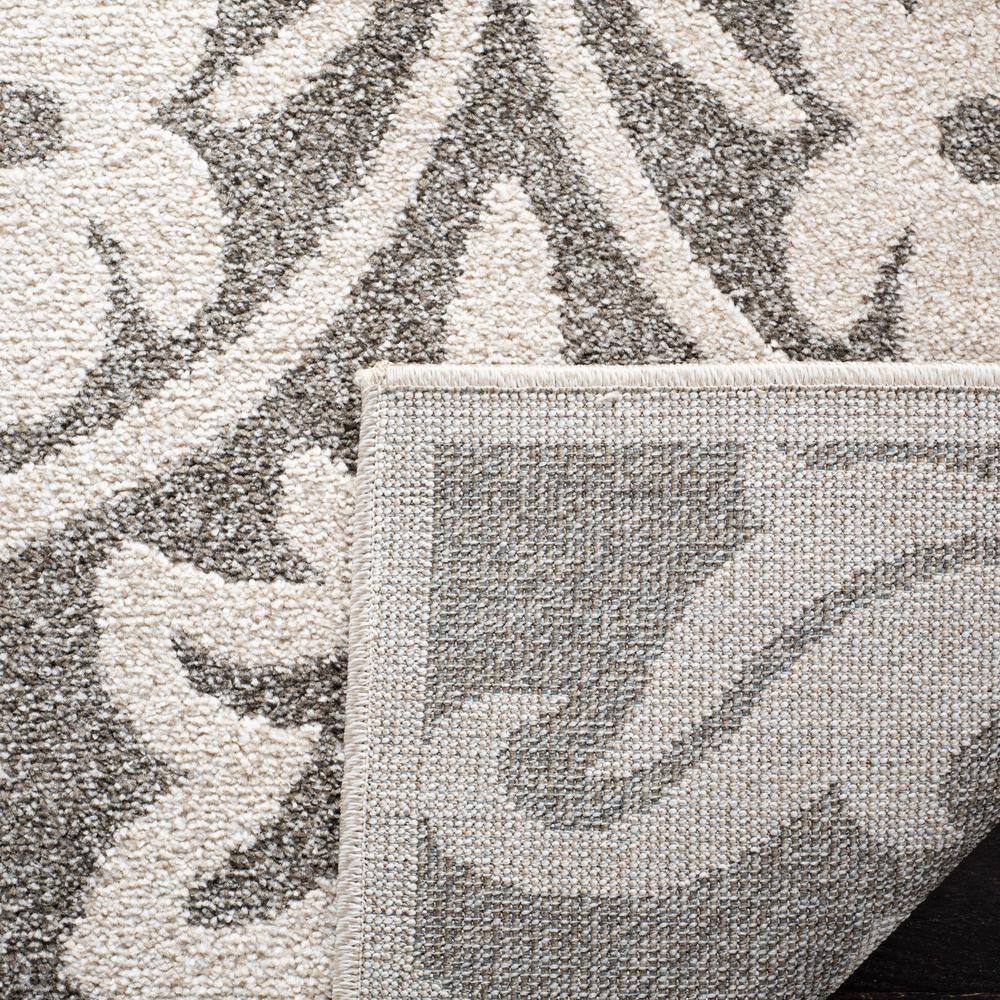 Reversible Dark Grey Floral Synthetic 27" x 9" Easy-Care Runner Rug