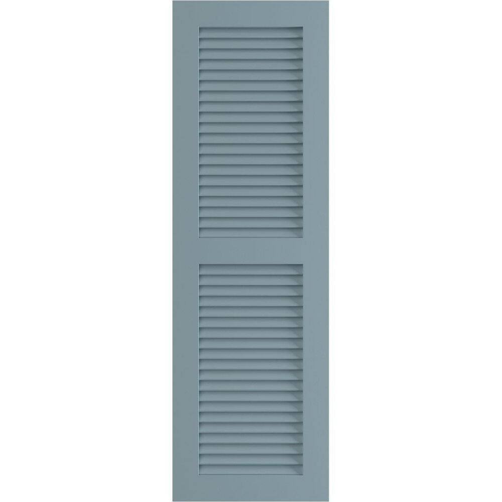 12 in. x 54 in. PVC True Fit Two Equal Louvered Shutters Pair in Peaceful Blue price history on PriceWatchPro