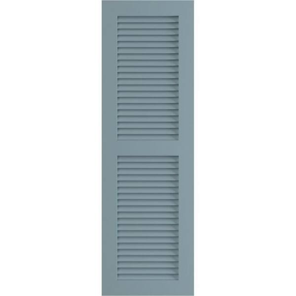 Ekena Millwork 12 in. x 61 in. PVC True Fit Two Equal Louvered Shutters Pair in Peaceful Blue