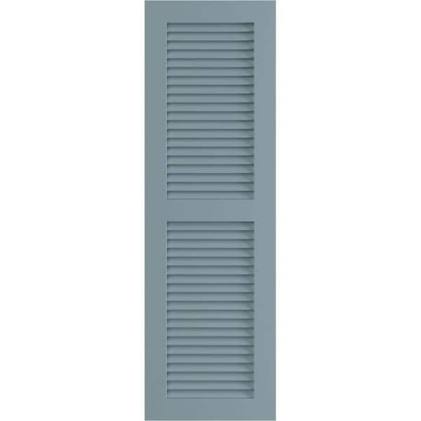 Ekena Millwork 12 in. x 70 in. PVC True Fit Two Equal Louvered Shutters Pair in Peaceful Blue