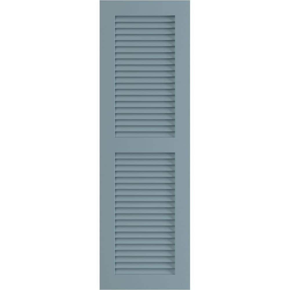 15 in. x 63 in. PVC True Fit Two Equal Louvered Shutters Pair in Peaceful Blue price history on PriceWatchPro