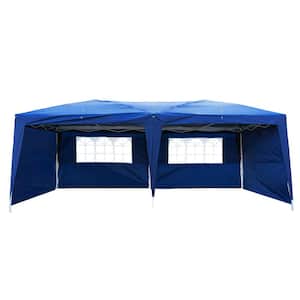 20 ft. x 10 ft. Blue Straight Leg Party Tent with 2 Walls & 2 Windows