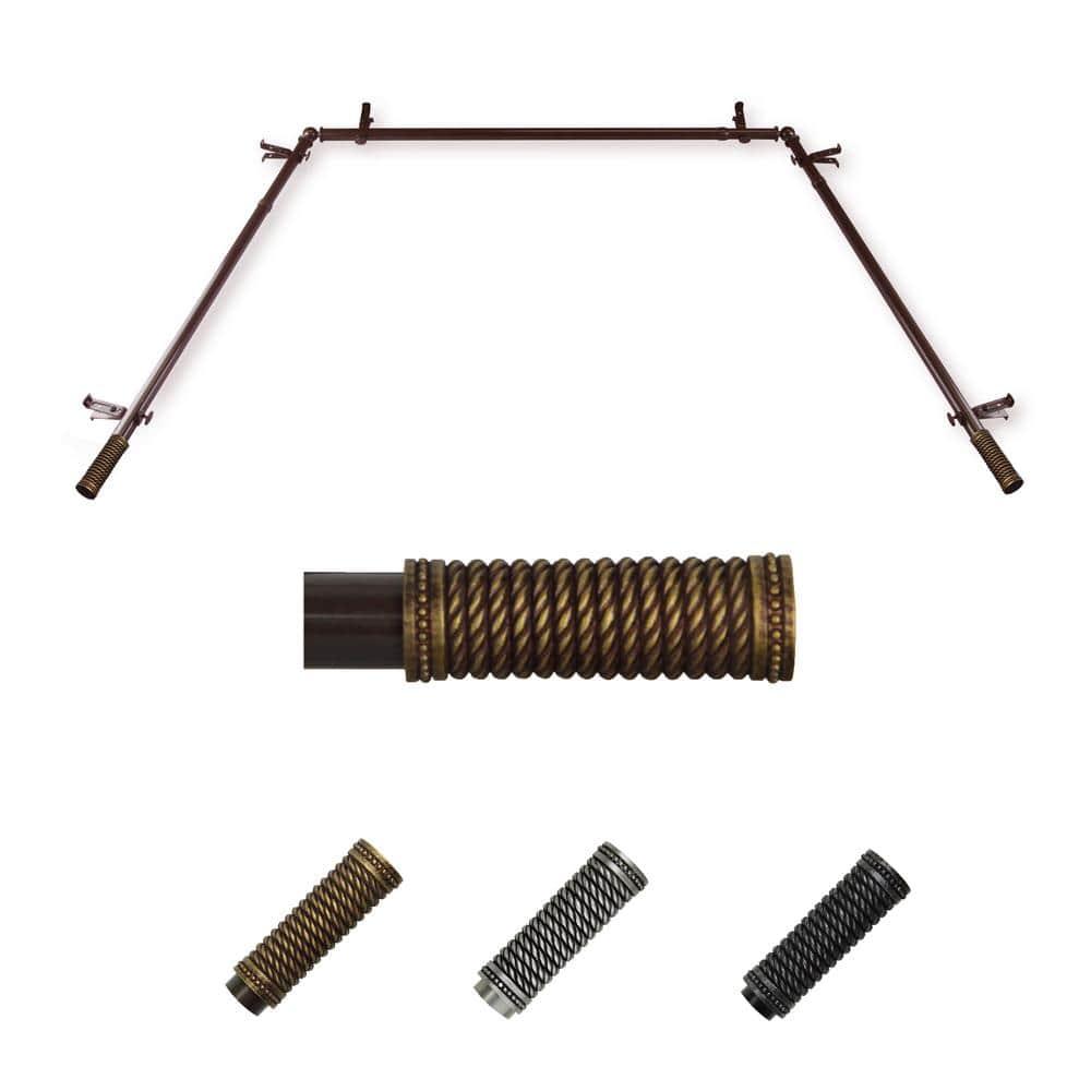 "13/16"" Dia Adjustable 20""-36"", 38""-72"" Bay Window Curtain Rod with Enzo Finials in Cocoa" price history on PriceWatchPro