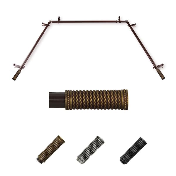 EMOH 13/16" Dia Adjustable 20"-36", 38"-72" Bay Window Curtain Rod with Enzo Finials in Cocoa
