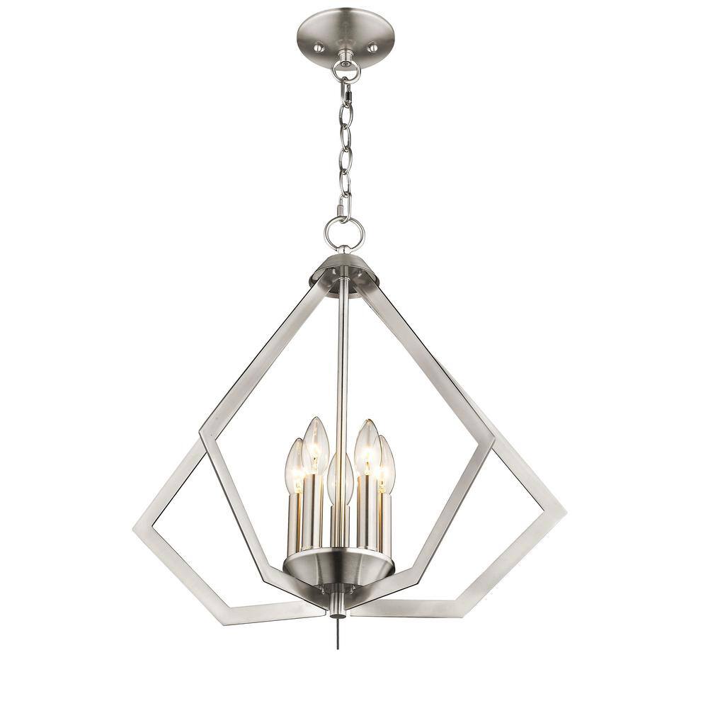 Brushed Nickel 20" Geometric 5-Light Chandelier