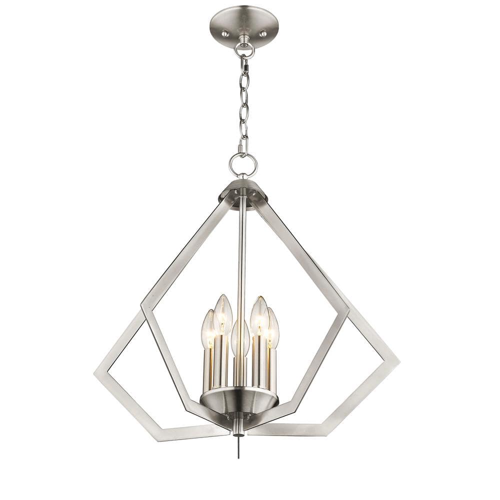 Brushed Nickel 20" Geometric 5-Light Chandelier