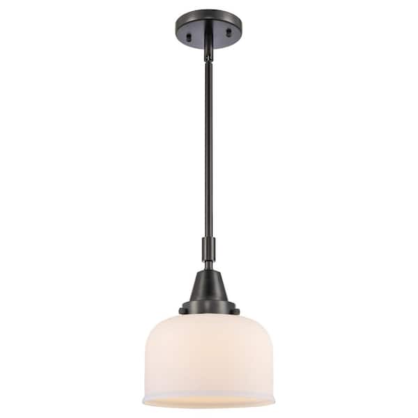 Bell 100-Watt 1-Light Matte Black Standard Mini Pendant Light with Matte White Glass, No Bulbs Included
