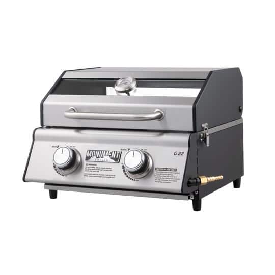 Portable Stainless Steel 2-Burner Propane Gas Grill with Clearview Lid