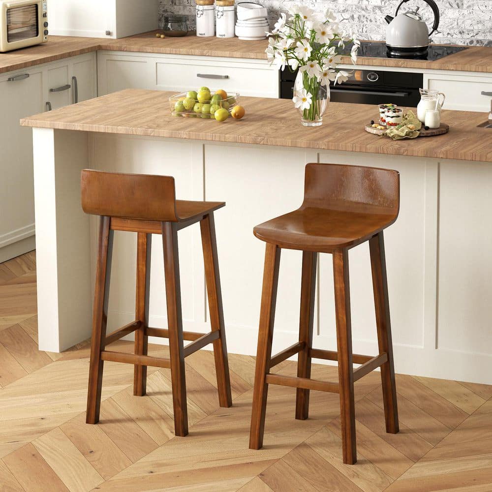 29 in. Wood Outdoor Bar Stool with Solid Back and Seat (2-Pack) price history on PriceWatchPro