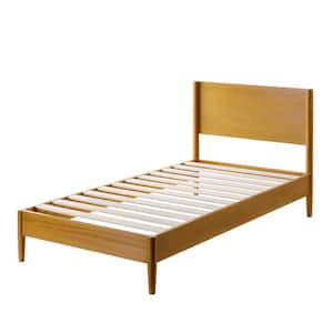 Brown Wood Frame Twin Platform Bed
