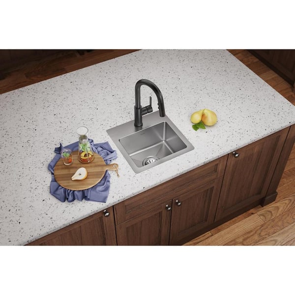 Crosstown 15 in. Drop-In/Undermount Single Bowl 20-Gauge Stainless Steel Kitchen Sink Only