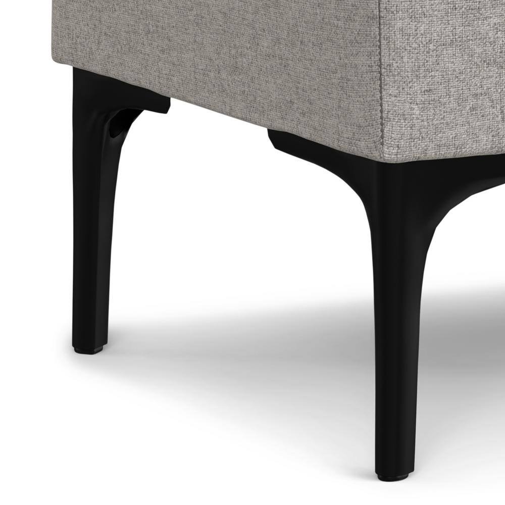 Cloud Grey Polyester Linen Storage Ottoman with Tray