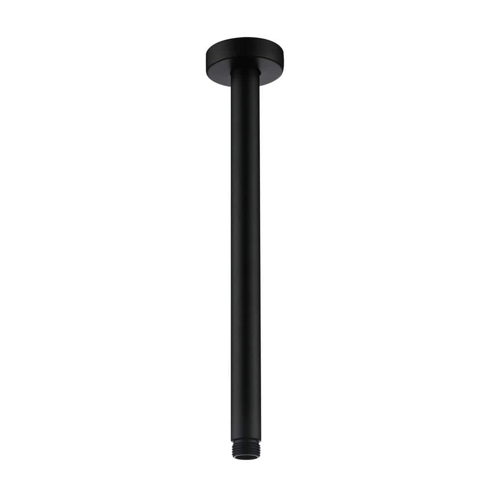 Matte Black 12-Inch Stainless Steel Ceiling Shower Arm