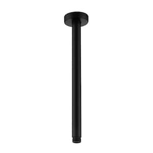 12 in. Round Ceiling Mount Standard Shower Arm and Flange, Matte Black