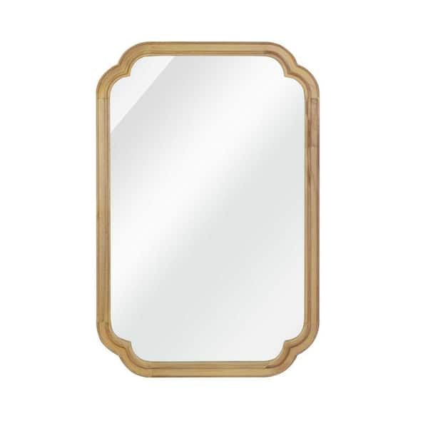 Natural Wood 20 in. W x 30 in. H Modern Rounded Rectangle Solid Wood Framed Mirror
