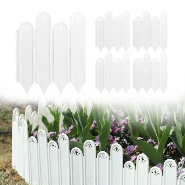 Agfabric 10 in. H x 8 in. W White Plastic Decorative Garden Border Fence (5 Pieces)