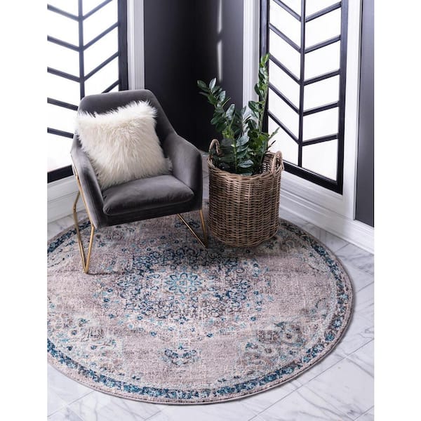 Penrose Alexis Gray 6 ft. x 6 ft. Round Rug