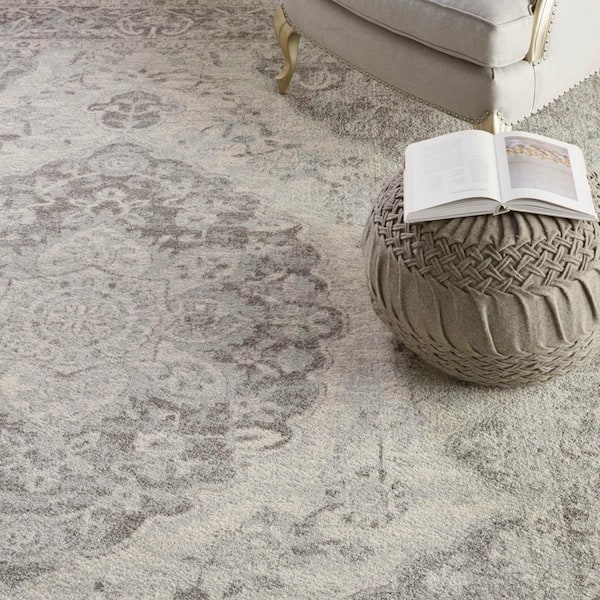 Nourison Tranquil Ivory Grey 8 Ft X 10, Ivory And Grey Rug