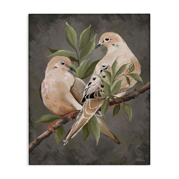 Stupell Industries Bird Pair on Grey by Cat Thurman Designs Unframed Animal Graphic Art Print 40 in. x 30 in.