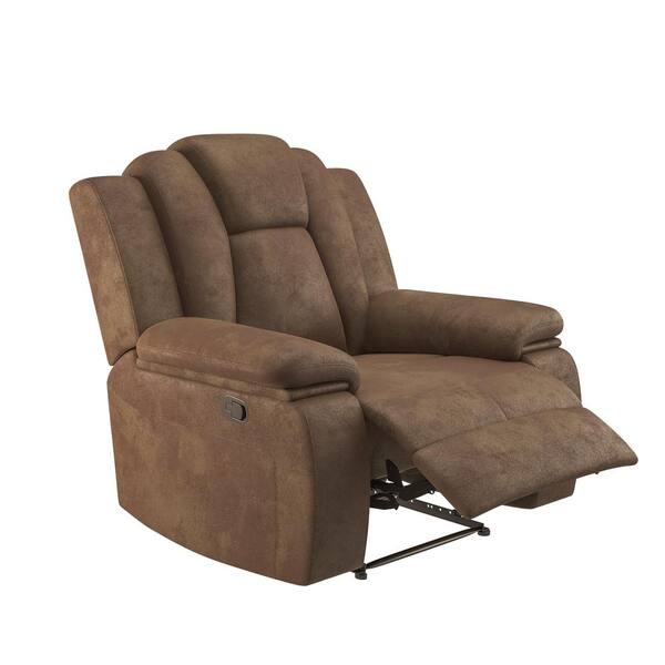 Easy Assembly Living Room Chairs Recliner Chair with Back Support Reading Chair with Footrest Ottomanson Fabric: Brown Polyester