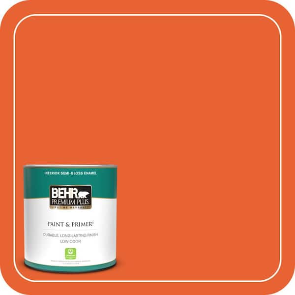 BEHR PREMIUM PLUS 1 qt. #210B-7 Flame Semi-Gloss Enamel Low Odor Interior Paint & Primer