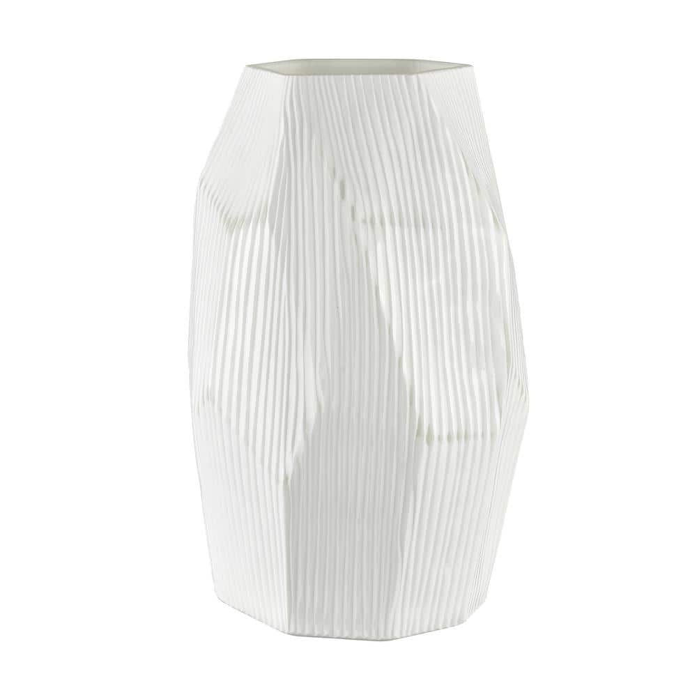 Amber Frosted Glass 5.5 in. Decorative Vase in White Large HD