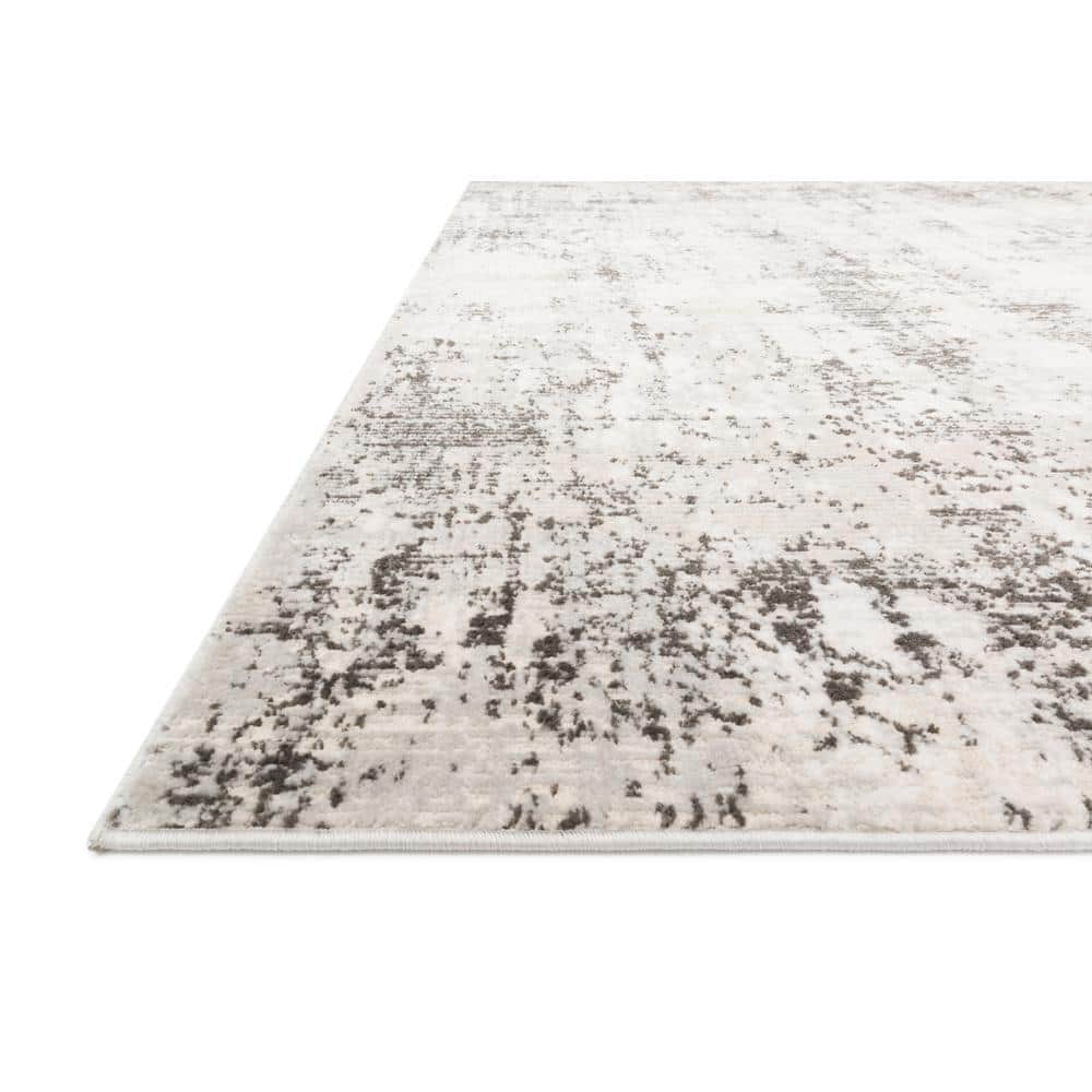 Large Gray and Black Abstract Synthetic Area Rug
