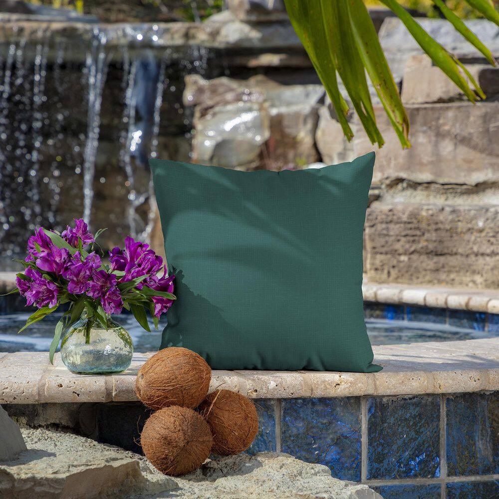 Peacock Blue Green Outdoor Square Throw Pillow Set