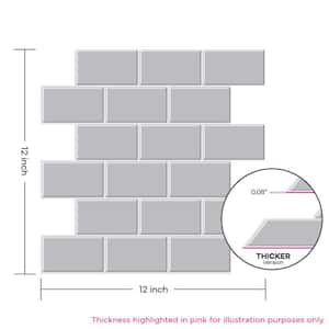 Thicker Subway Gray 12 in. x 12 in. PVC Self-Adhesive Peel and Stick Tile (8.5 sq. ft./10-Pack)