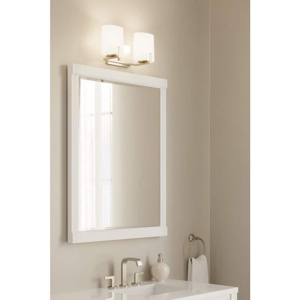 Mirelle 16 in. 2-Light Brushed Nickel Vanity Light with Etched Opal Glass Shades price history on PriceWatchPro