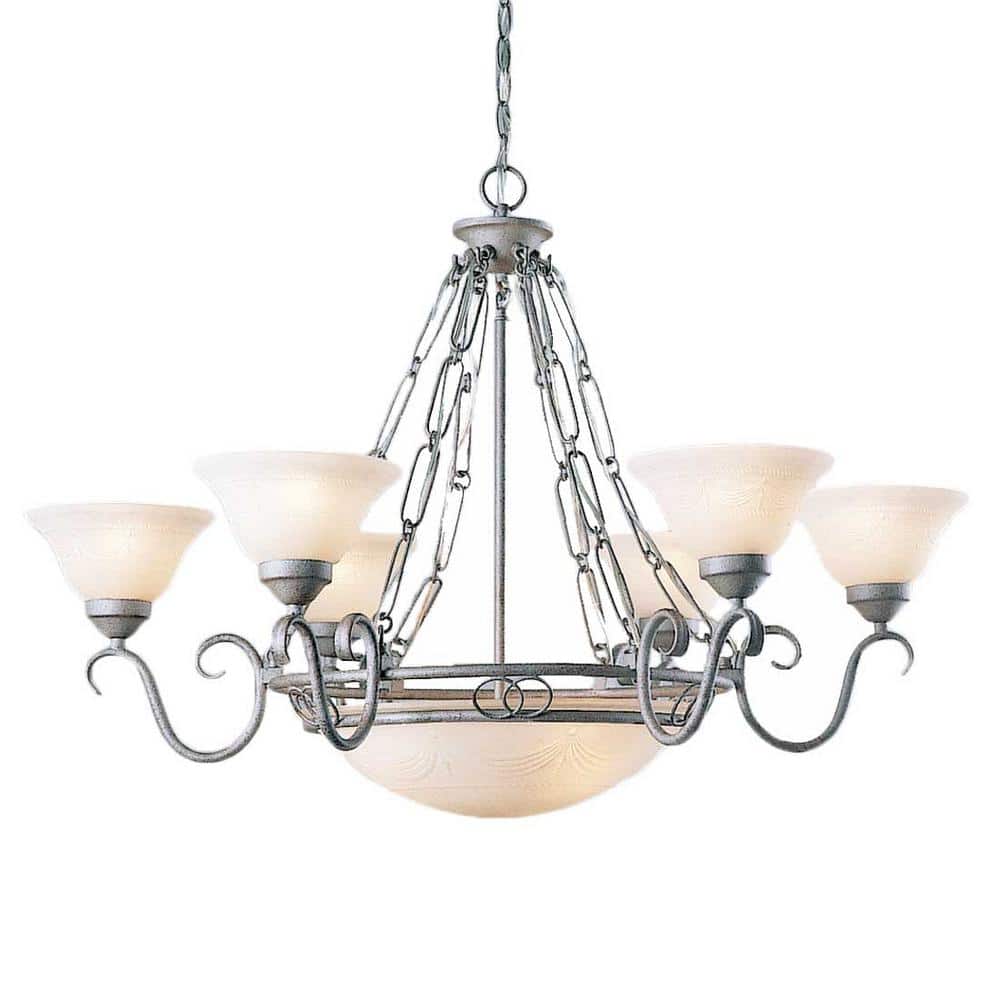 9-Light Platinum Rust Chandelier with Scavo Glass Bowl and Shades price history on PriceWatchPro