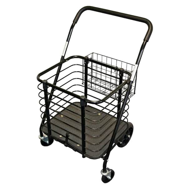 Milwaukee Heavy-Duty Steel Shopping Cart with Accessory Basket in Black