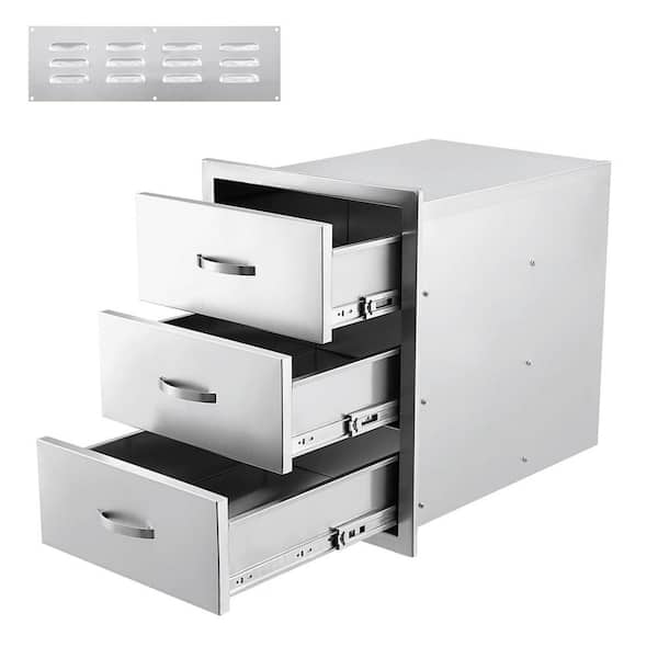 15.7 in. W x 17.7 in. D x 21.6 in. H Stainless Steel 3 Drawer Access Drawer Unit