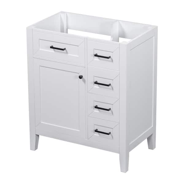 Unbranded 29.52 in. W x 17.71 in. D x 35.03 in. H Bath Vanity Cabinet without Top in White, with 3 Drawers and Door Shelf Design