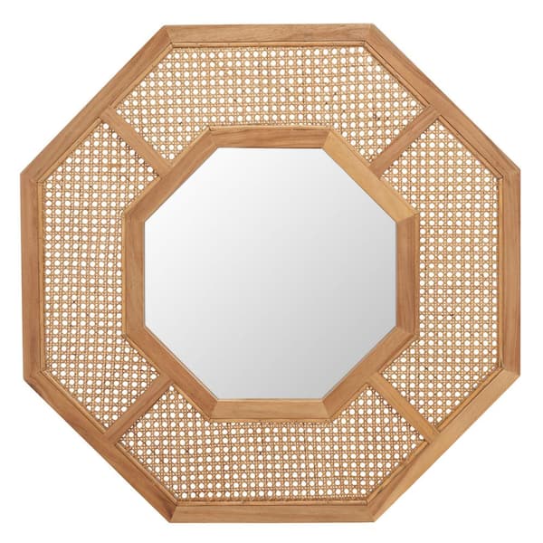 SAFAVIEH Jarvie 30.4 in. W x 32.87 in. H Wood Octagon Modern Natural Mirror