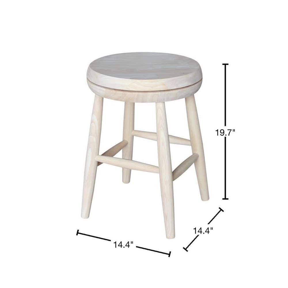 Elegant Swivel 18" Solid Wood Backless Stool in Unfinished Brown