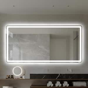 24 in. W x 40 in. H Rectangular Frameless Wall Bathroom Vanity Mirror in Glass with Front Light and Illuminator